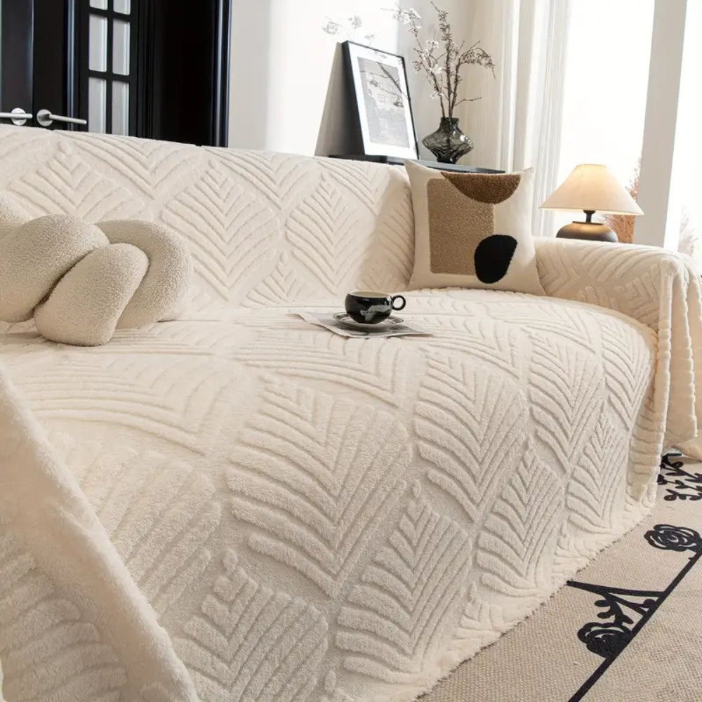Herringbone Fleece Sofa Slipcover - Pet-Friendly Protector