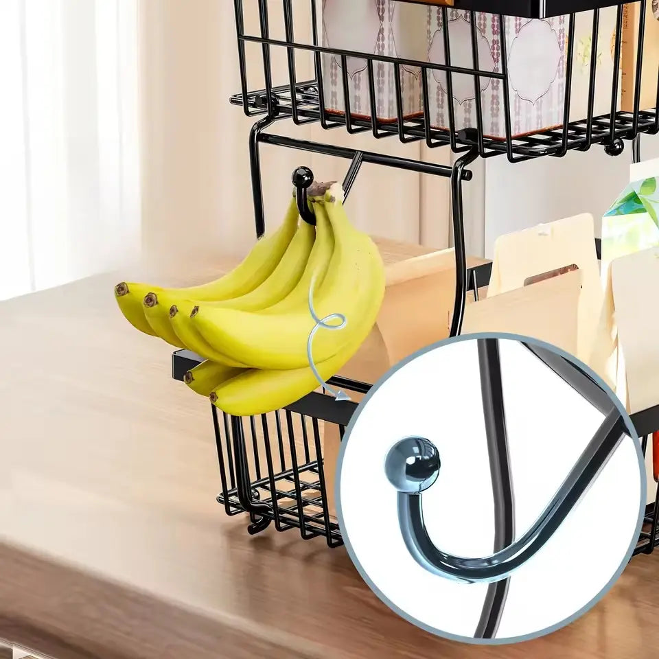 Elevate Your Kitchen with the Dual-Level Basket Stand