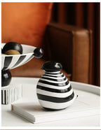 Charming Stripe Bird Accent - Modern Black & White Decor