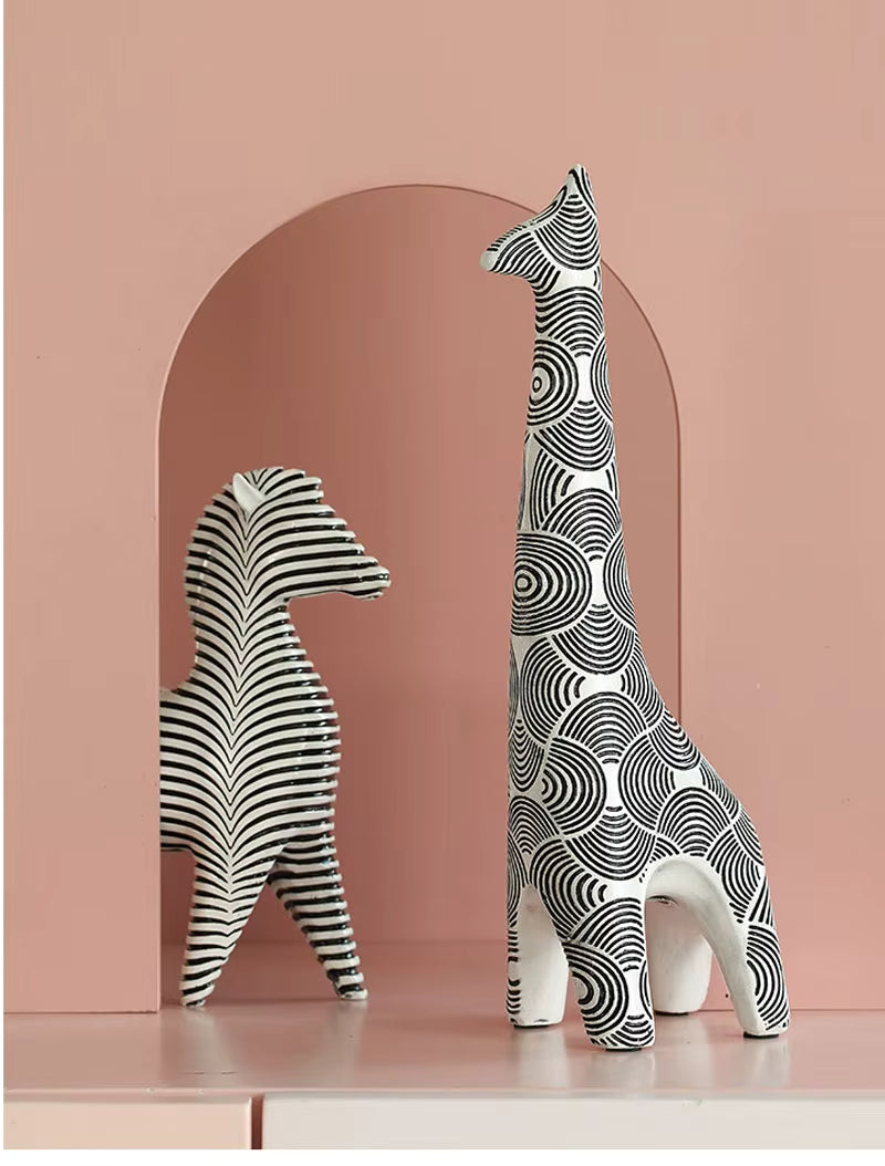 Charming Stripe Bird Accent - Modern Black & White Decor