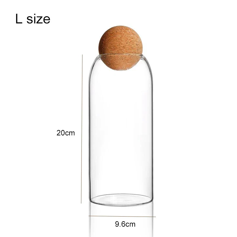 Transparent Kitchen Storage Canister with Cork Lid