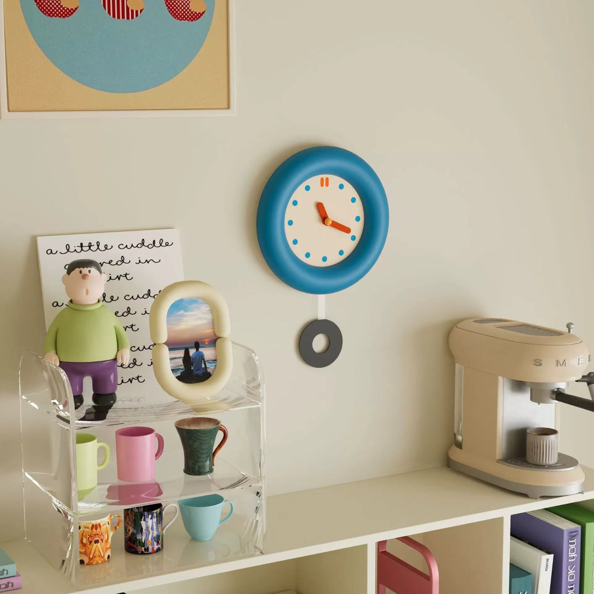 Serene Blue Pendulum Wall Clock - Stylish Minimalist Decor