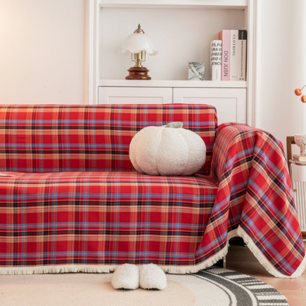Plaid Design Microfiber Blend Sofa Cover for Stylish Home Decor