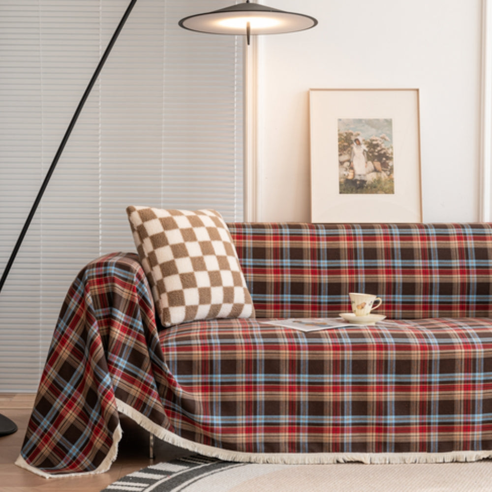 Plaid Design Microfiber Blend Sofa Cover for Stylish Home Decor