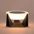 Square Solar Garden Light with Black Housing and White Shade