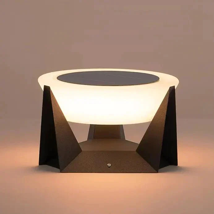 Square Solar Garden Light with Black Housing and White Shade