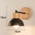 Contemporary Nordic Wall Light - Wooden and Metal Bedside Fixture