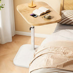 Adjustable Height Side Table – Wooden Surface with Metal Base, Versatile Style