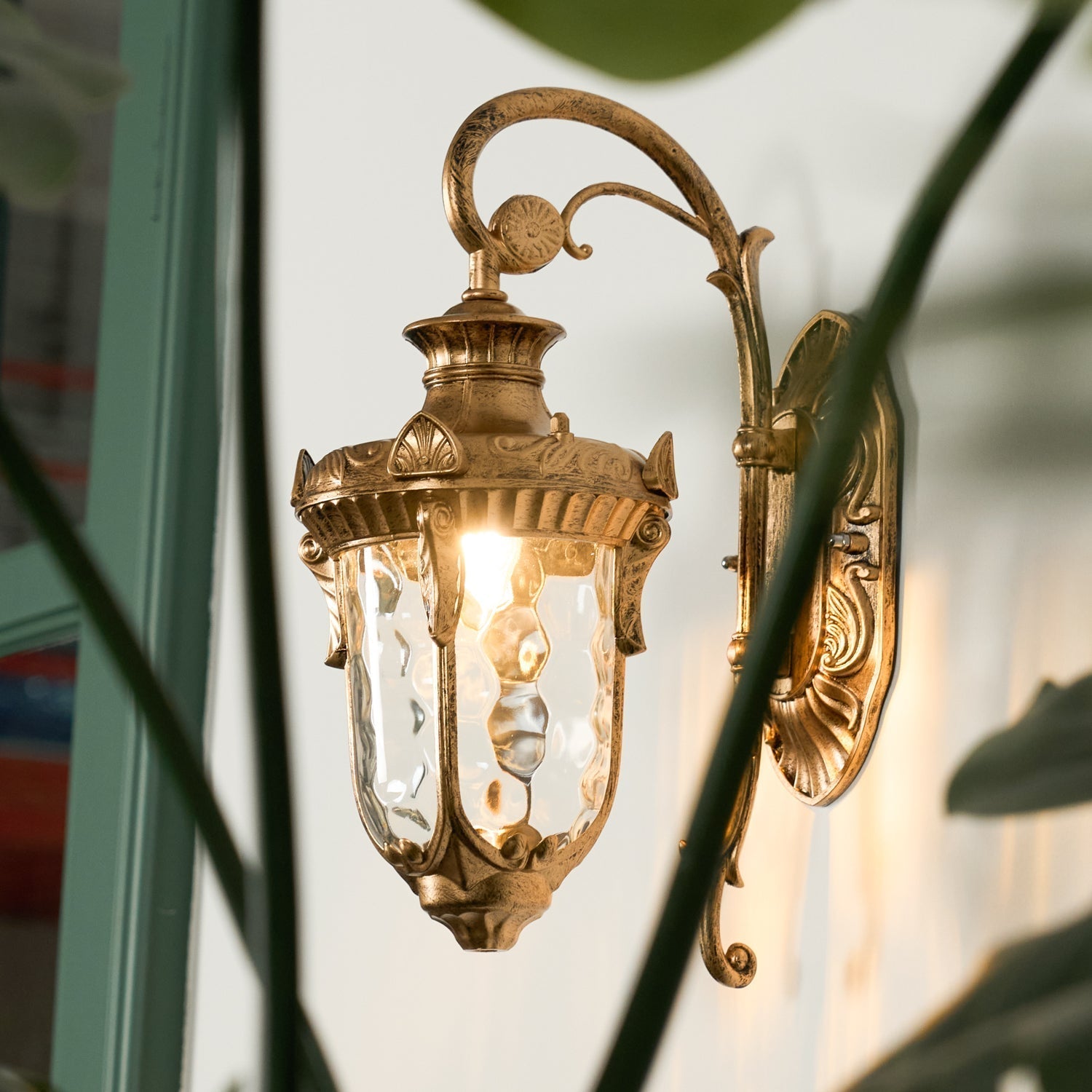 Vintage Outdoor Wall Lantern in Brass for Garden and Patio Decor