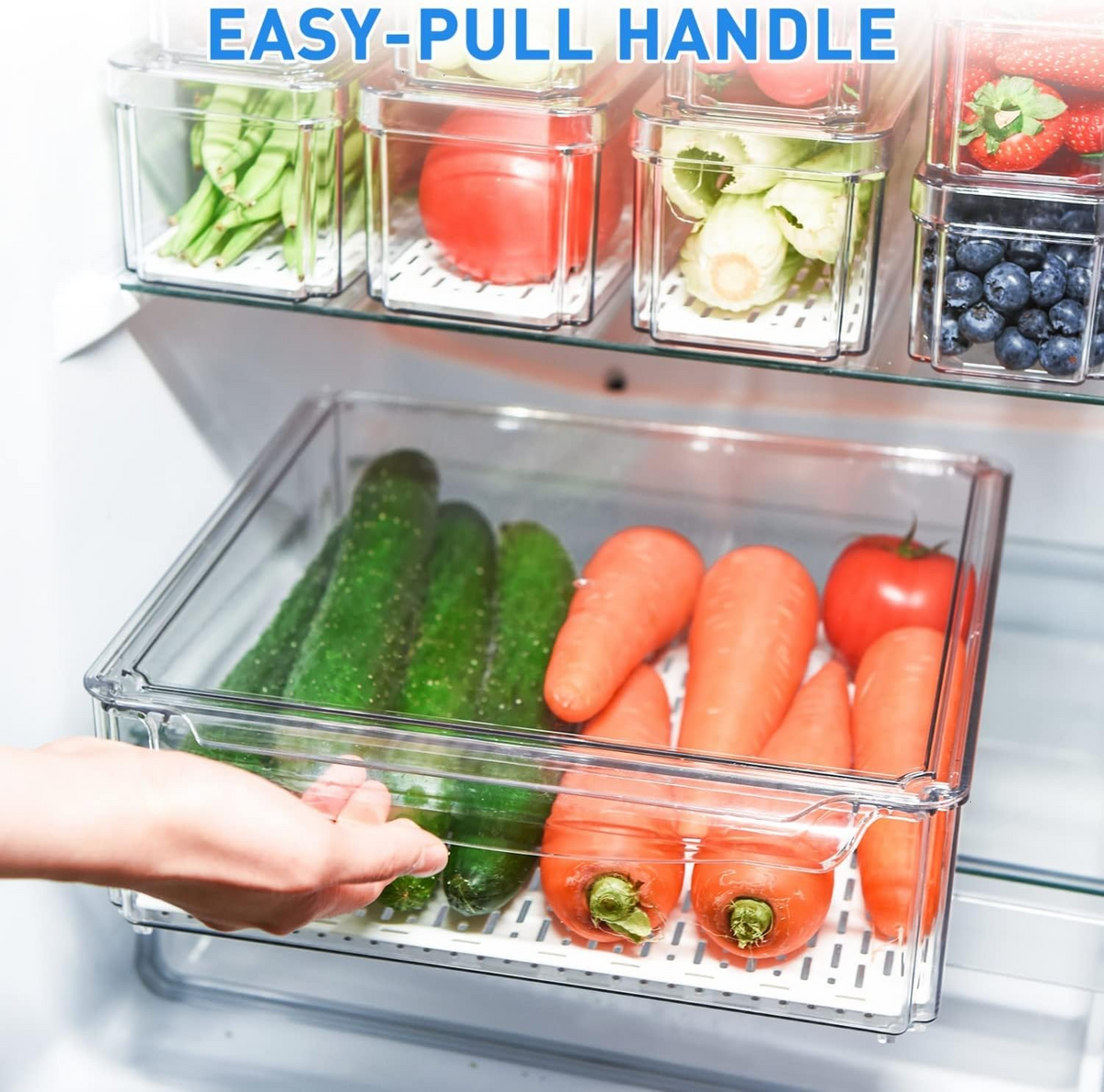 SmartSpace Clear Refrigerator Storage Bins, Stackable 10-Piece Set