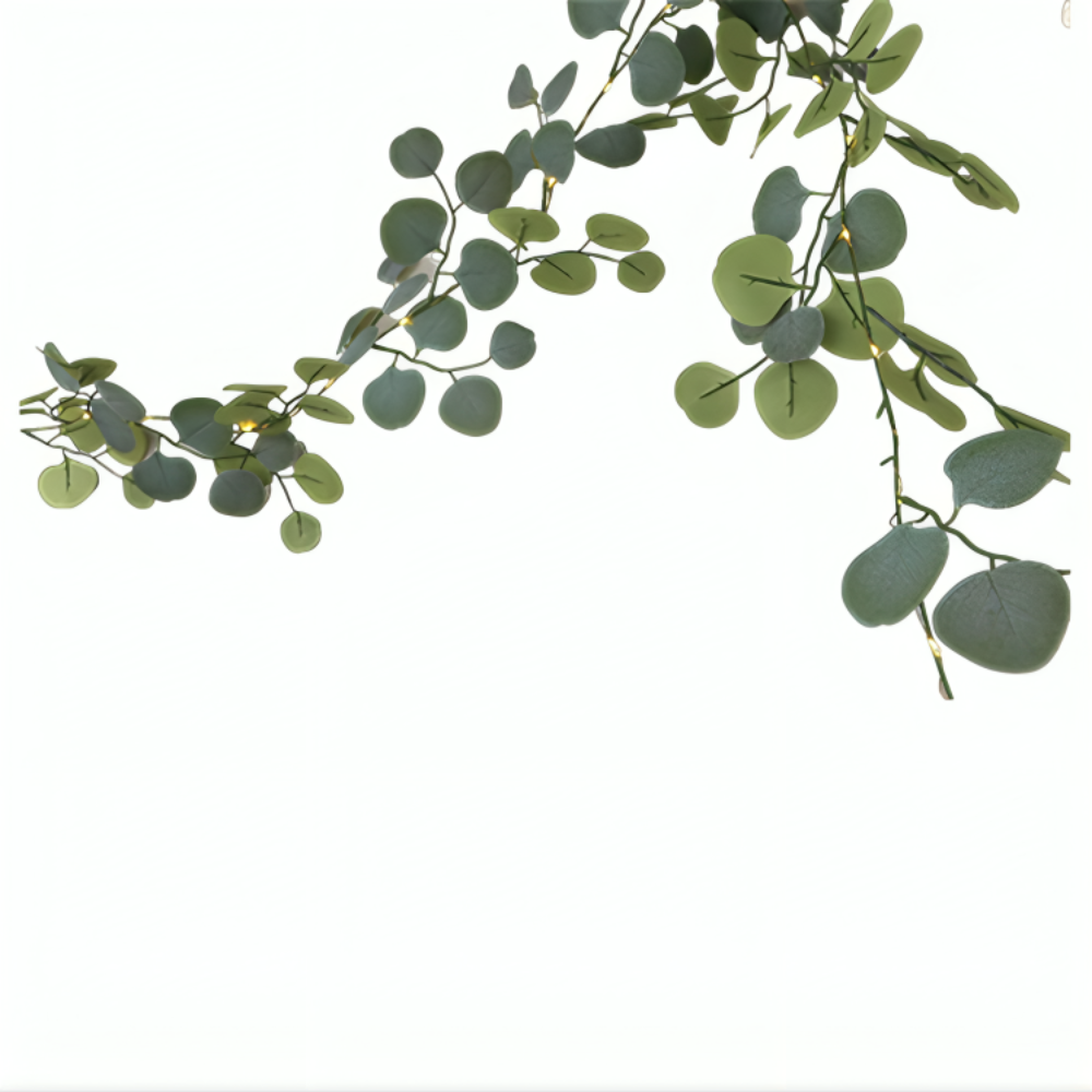 LED Eucalyptus Garland for Home Decor - Rattan Mantel Accent