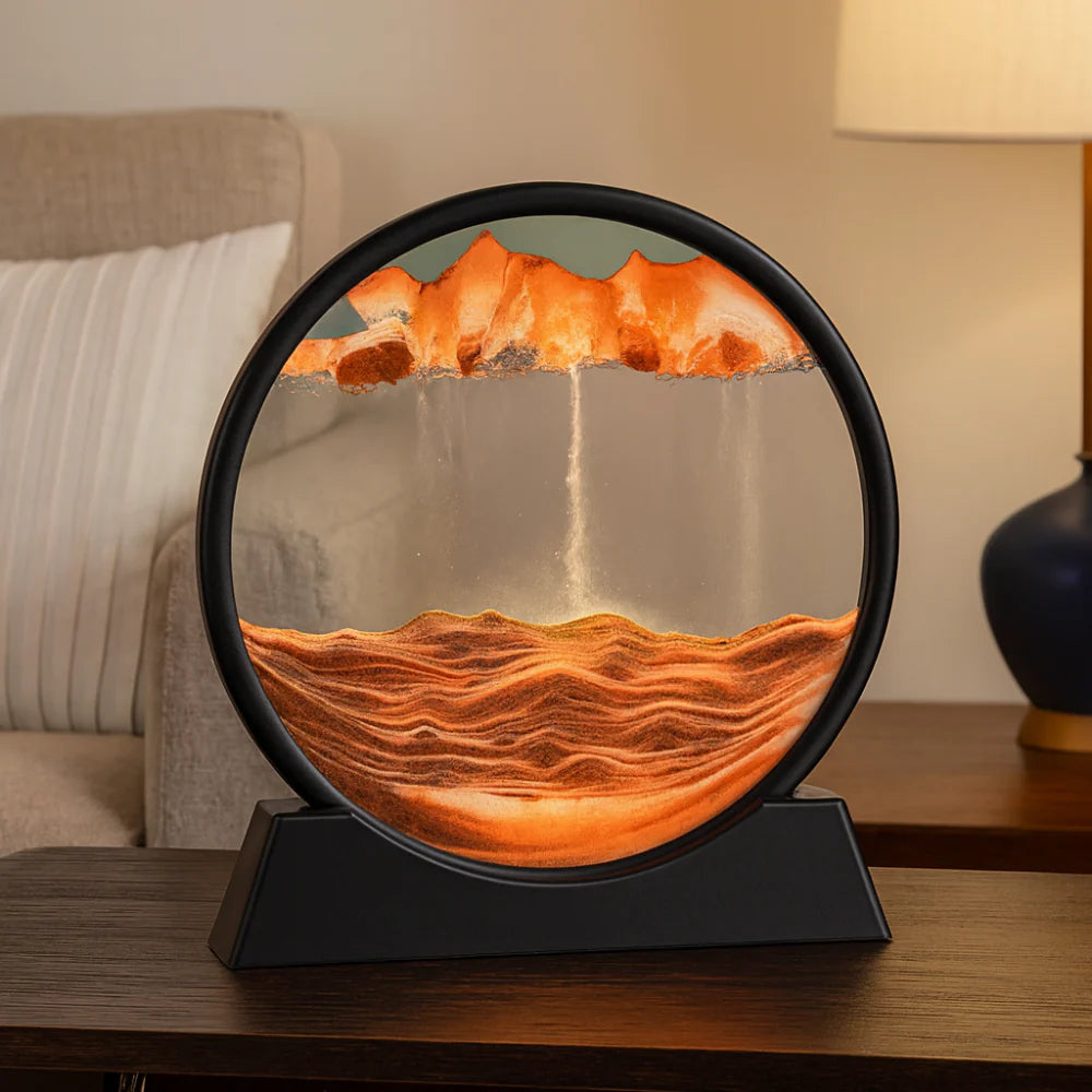 Tabletop Sculpture with Moving Sand Art for Home Decoration