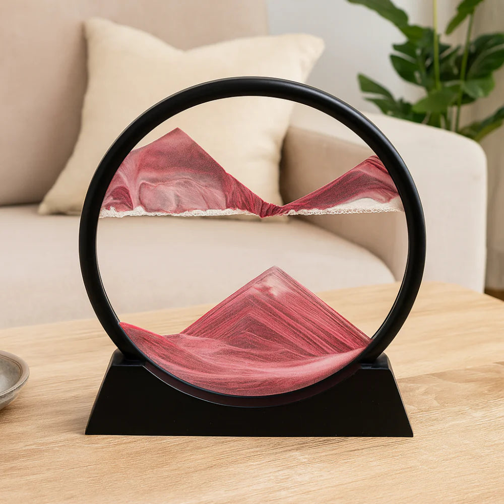 Tabletop Sculpture with Moving Sand Art for Home Decoration