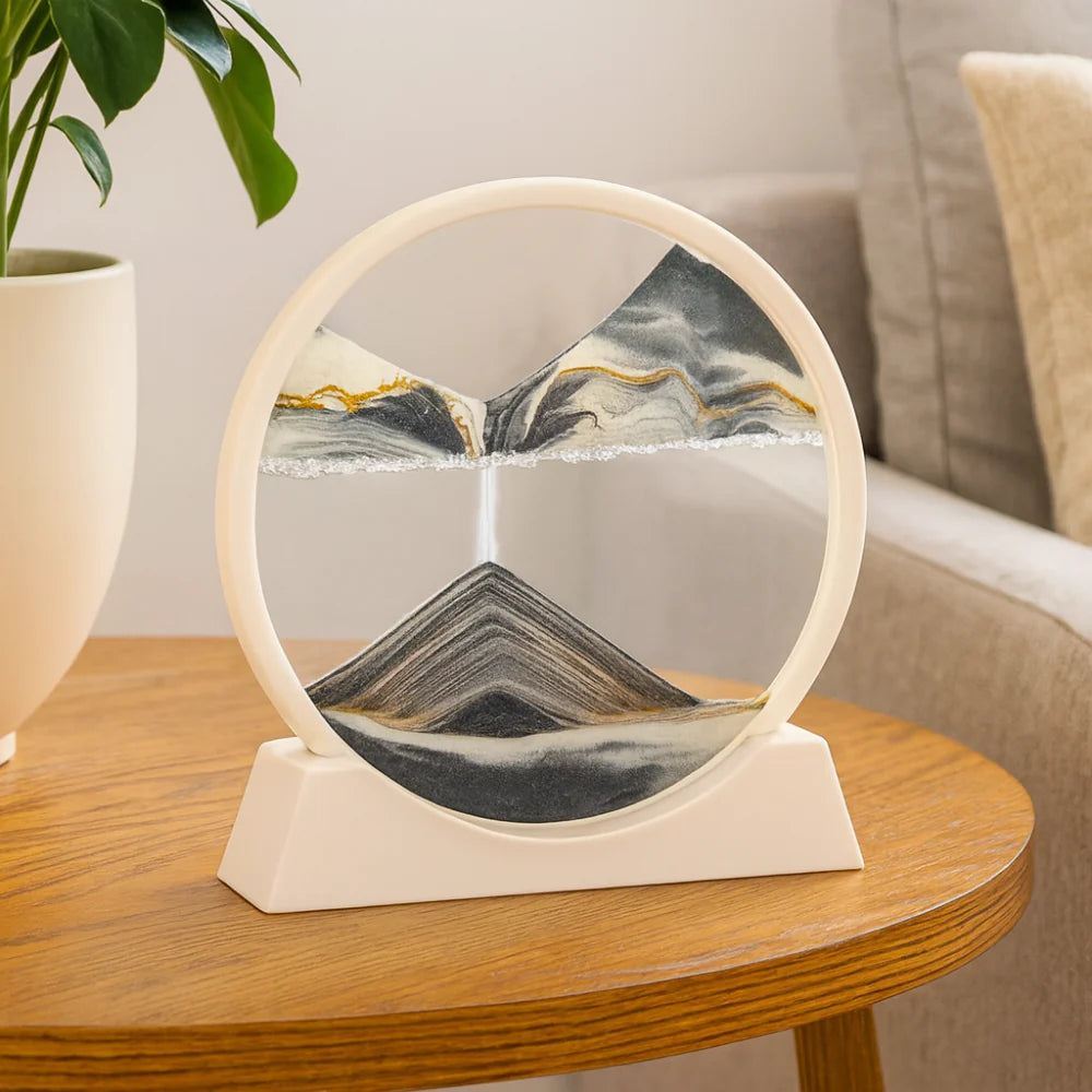Tabletop Sculpture with Moving Sand Art for Home Decoration