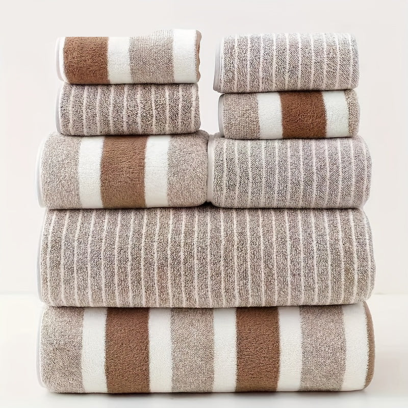 Set of 8 Quick-Dry Bath Towels in Soft Coral Fleece