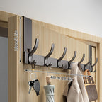Wall-Mounted Coat Hook Rack for Over-Door Storage