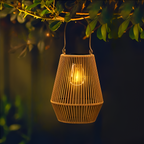 Integrated Solar LED Lantern for Garden with Woven Frame