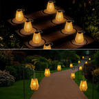 Integrated Solar LED Lantern for Garden with Woven Frame