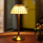 LED Table Lamp with Clear Textured Shade and Metal Base – Cordless Design
