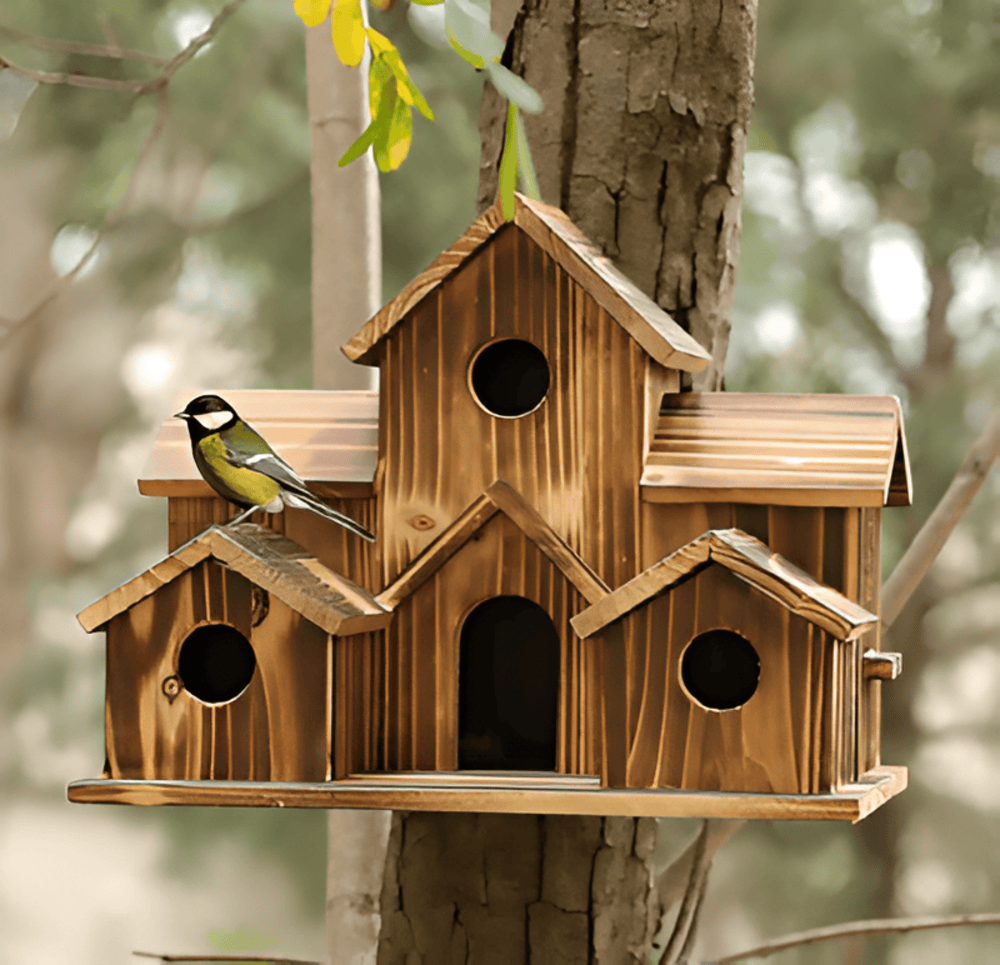 Multi-Nesting Design Wooden Birdhouse for Hanging Outdoors