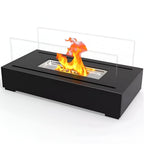 Bioethanol Fireplace with Glass Panels for Rectangular Tabletop