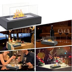 Bioethanol Fireplace with Glass Panels for Rectangular Tabletop