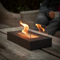 Bioethanol Fireplace with Glass Panels for Rectangular Tabletop