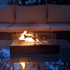 Bioethanol Fireplace with Glass Panels for Rectangular Tabletop