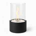 Cylindrical Tabletop Bio Ethanol Fireplace for Outdoor Use with Glass Tube