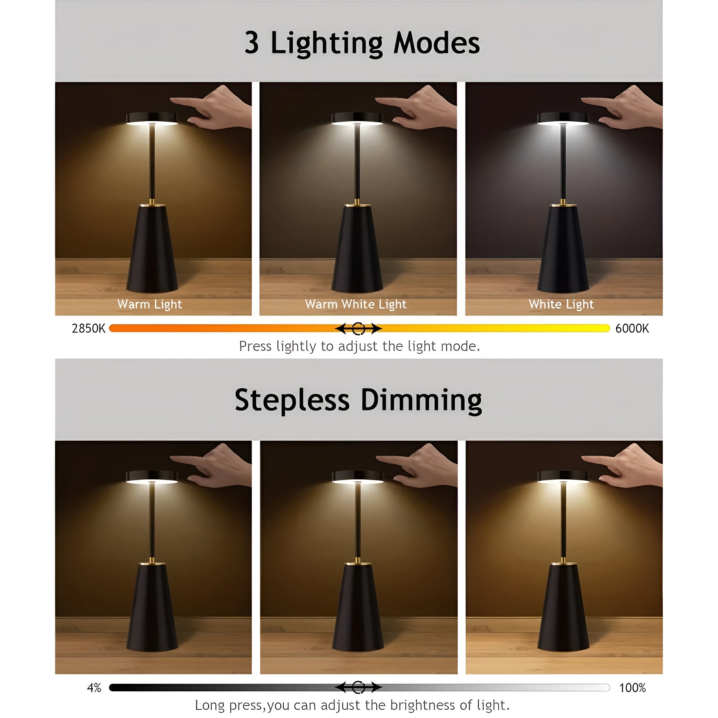 Rechargeable Wireless Table Lamp with Sleek Design