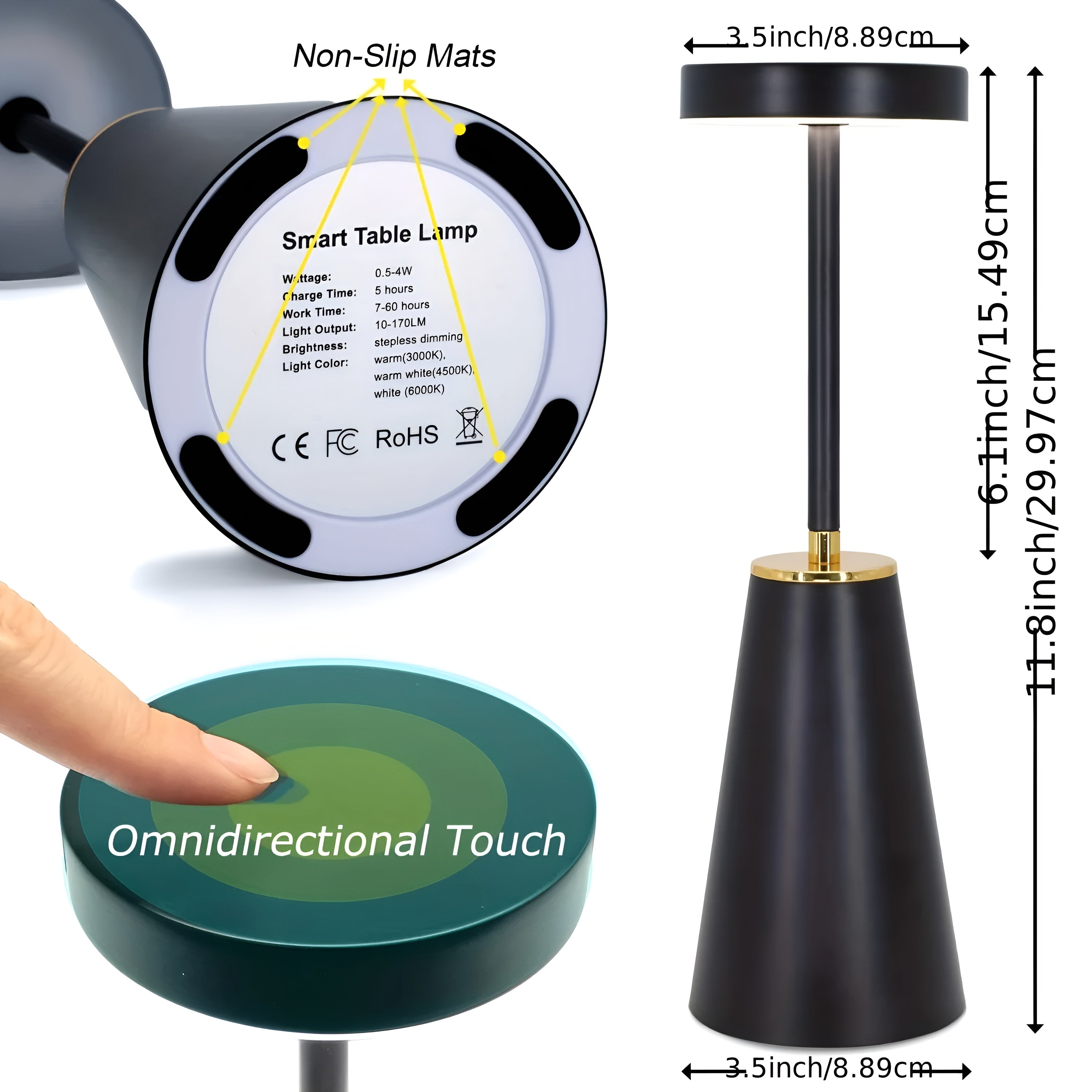 Rechargeable Wireless Table Lamp with Sleek Design