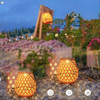 Outdoor Solar Lantern with Woven Design Shade