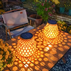 Outdoor Solar Lantern with Woven Design Shade