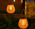 Outdoor Solar Lantern with Woven Design Shade