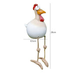 Garden Figurine of Rooster with Dangling Legs in Resin