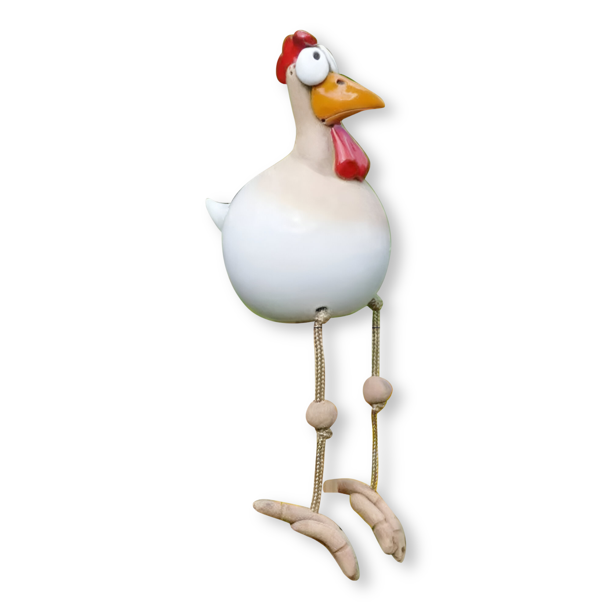 Garden Figurine of Rooster with Dangling Legs in Resin