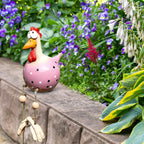 Garden Figurine of Rooster with Dangling Legs in Resin