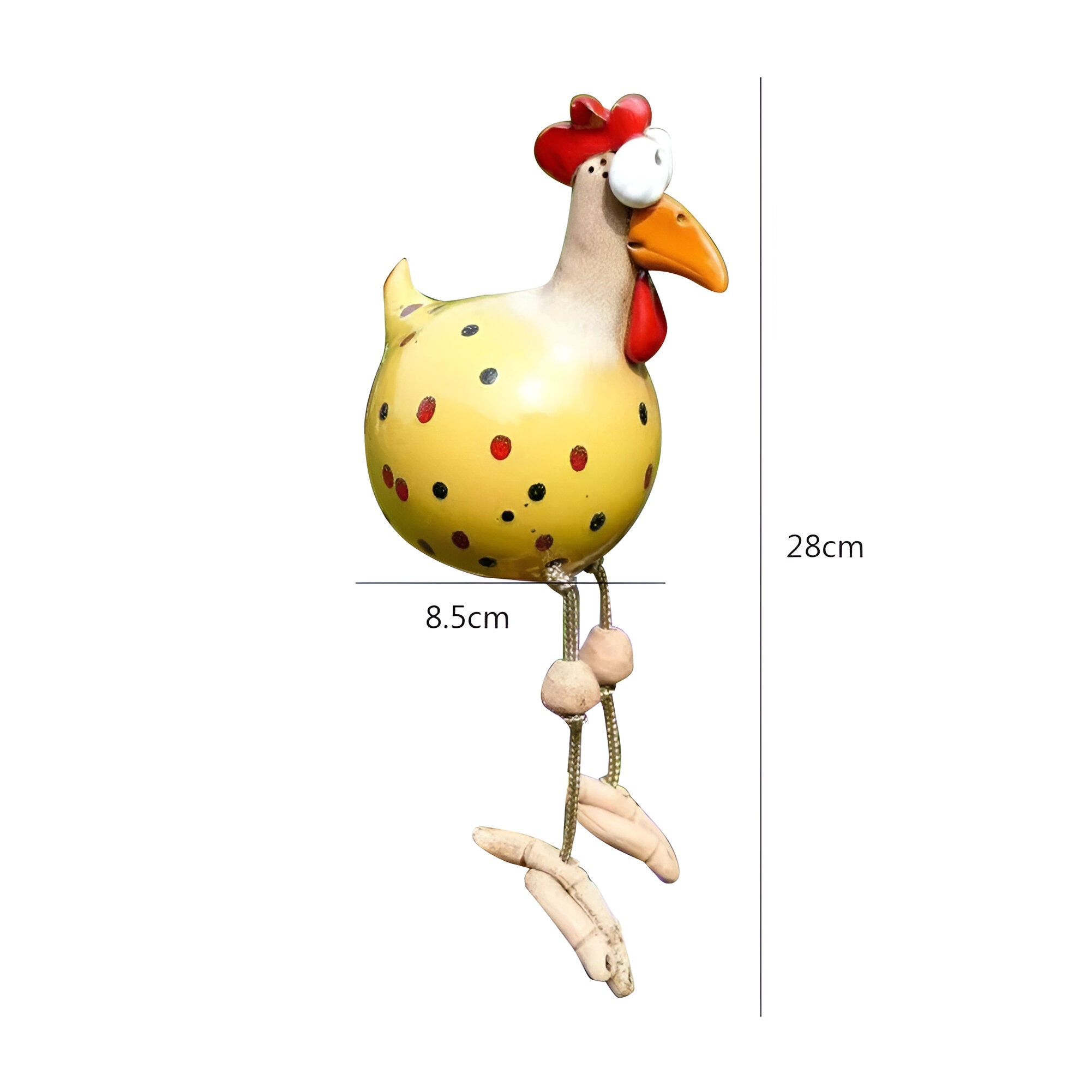 Garden Figurine of Rooster with Dangling Legs in Resin