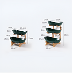 Wooden Stand with Multi-Tiered Fruit Bowl and Trays
