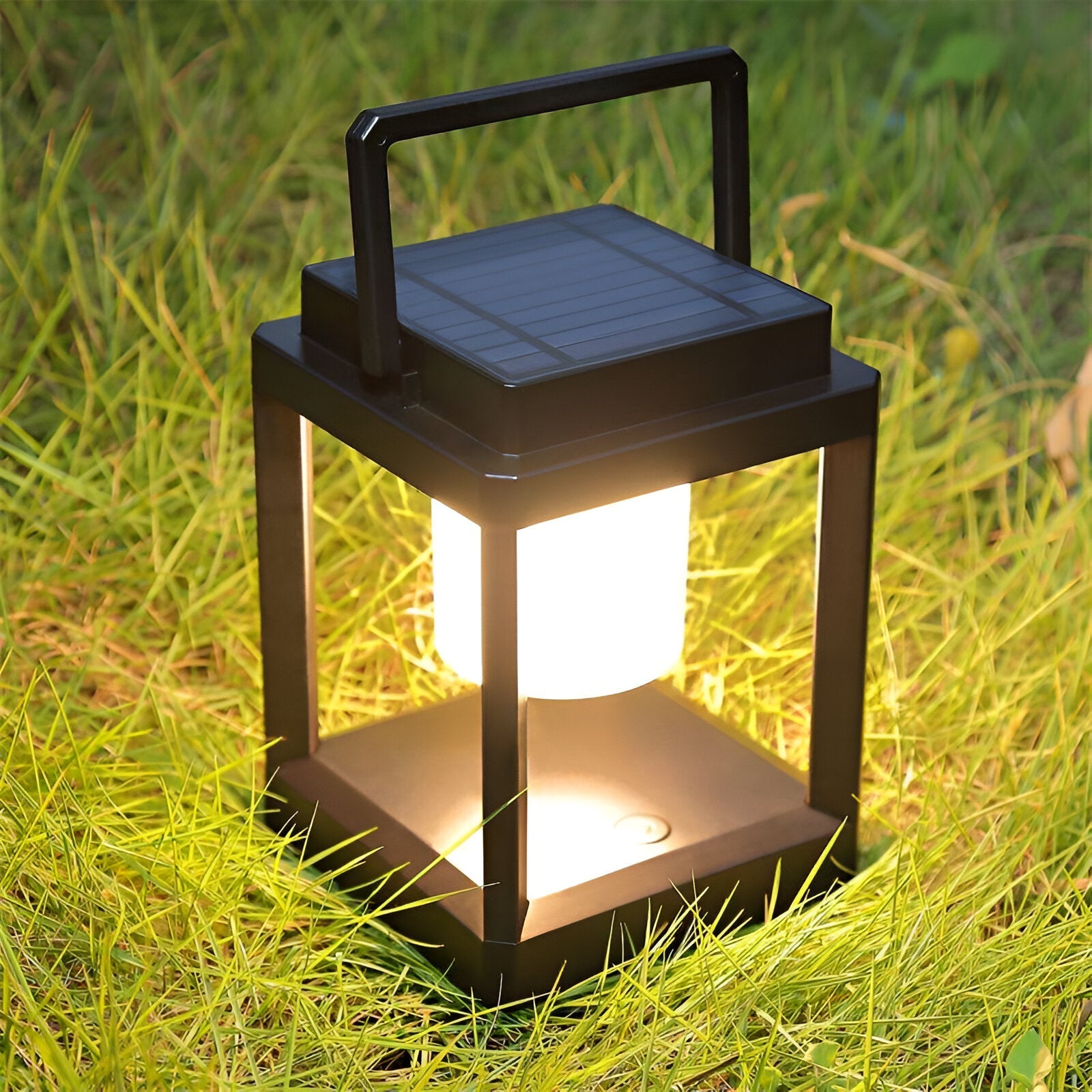 Square Frame Black Outdoor Lantern Light with Handle