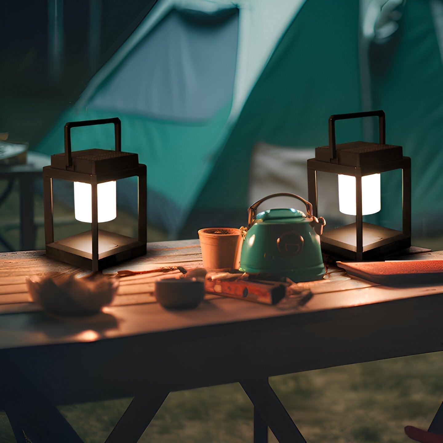 Square Frame Black Outdoor Lantern Light with Handle