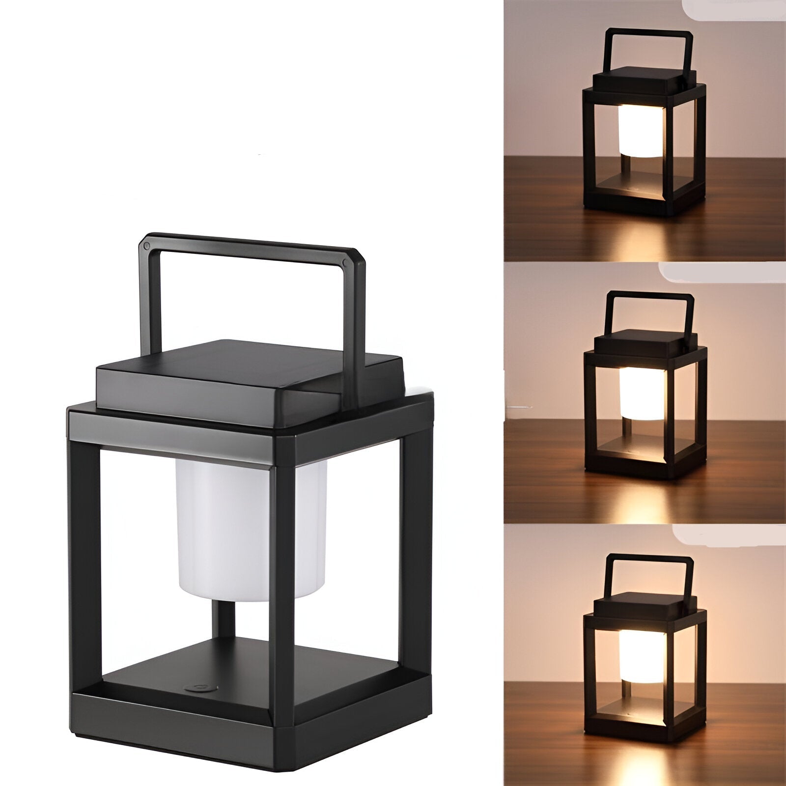 Square Frame Black Outdoor Lantern Light with Handle