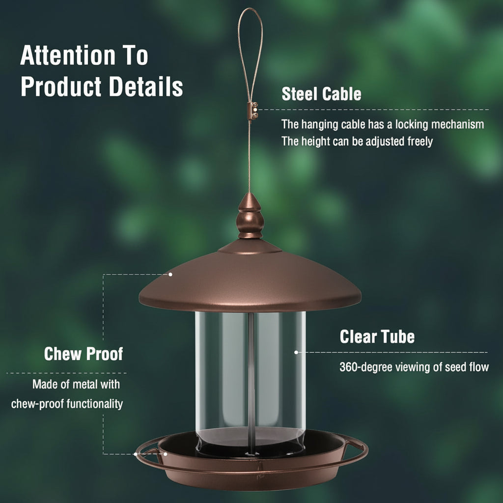 360-Degree Perch Metal Bird Feeder for Simple Refilling and Cleaning