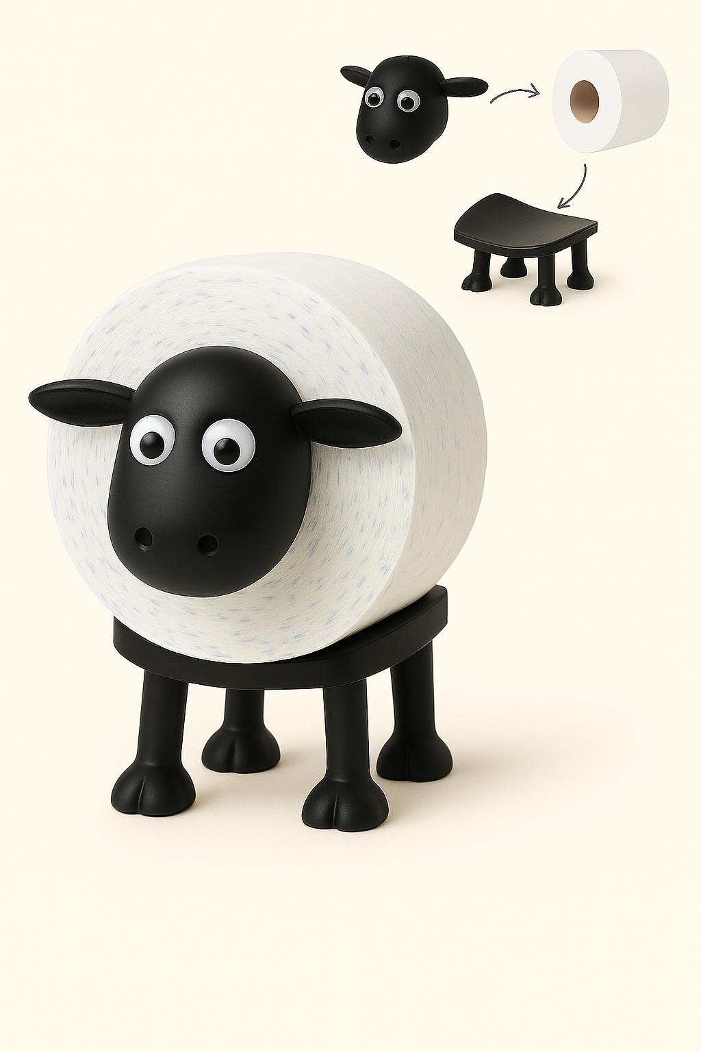 Set of 3 Sheep Design Toilet Paper Holders for Bathroom