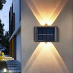 Outdoor Wall Light with Rectangular Solar LED Panel and Up-Down Beams