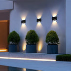 Outdoor Wall Light with Rectangular Solar LED Panel and Up-Down Beams