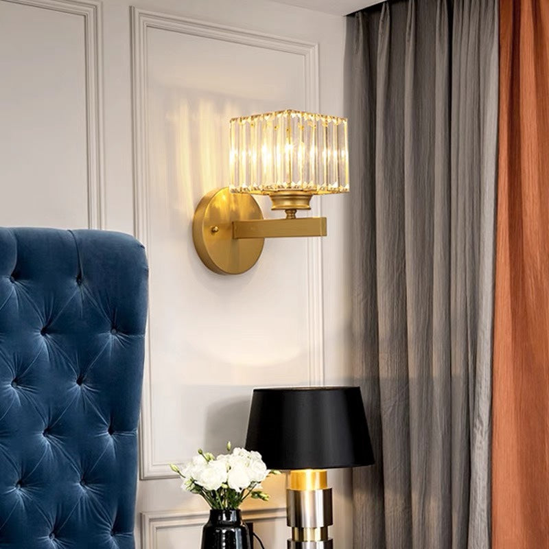 Contemporary Iron and Glass Wall Sconce Light Fixture