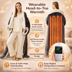 Adults Wearable Heated Throw Blanket in Sherpa Fleece