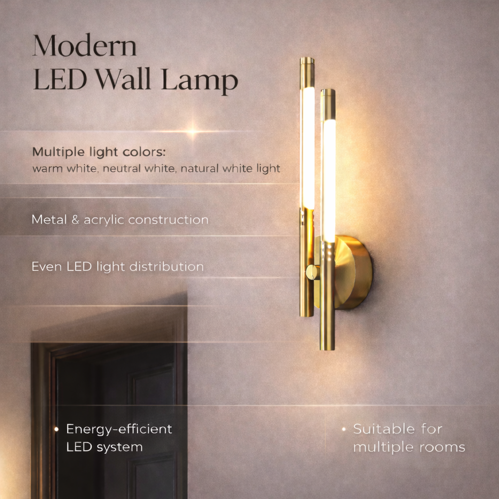 Indoor LED Sconce Light - Modern Metal and Acrylic Wall Fixture