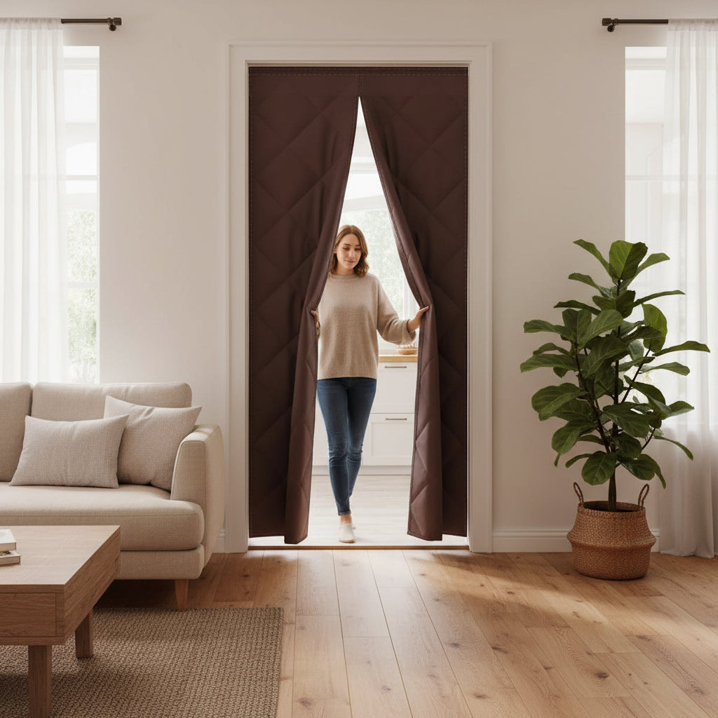Insulated Magnetic Door Curtain – Thermal Draft Blocker Cover